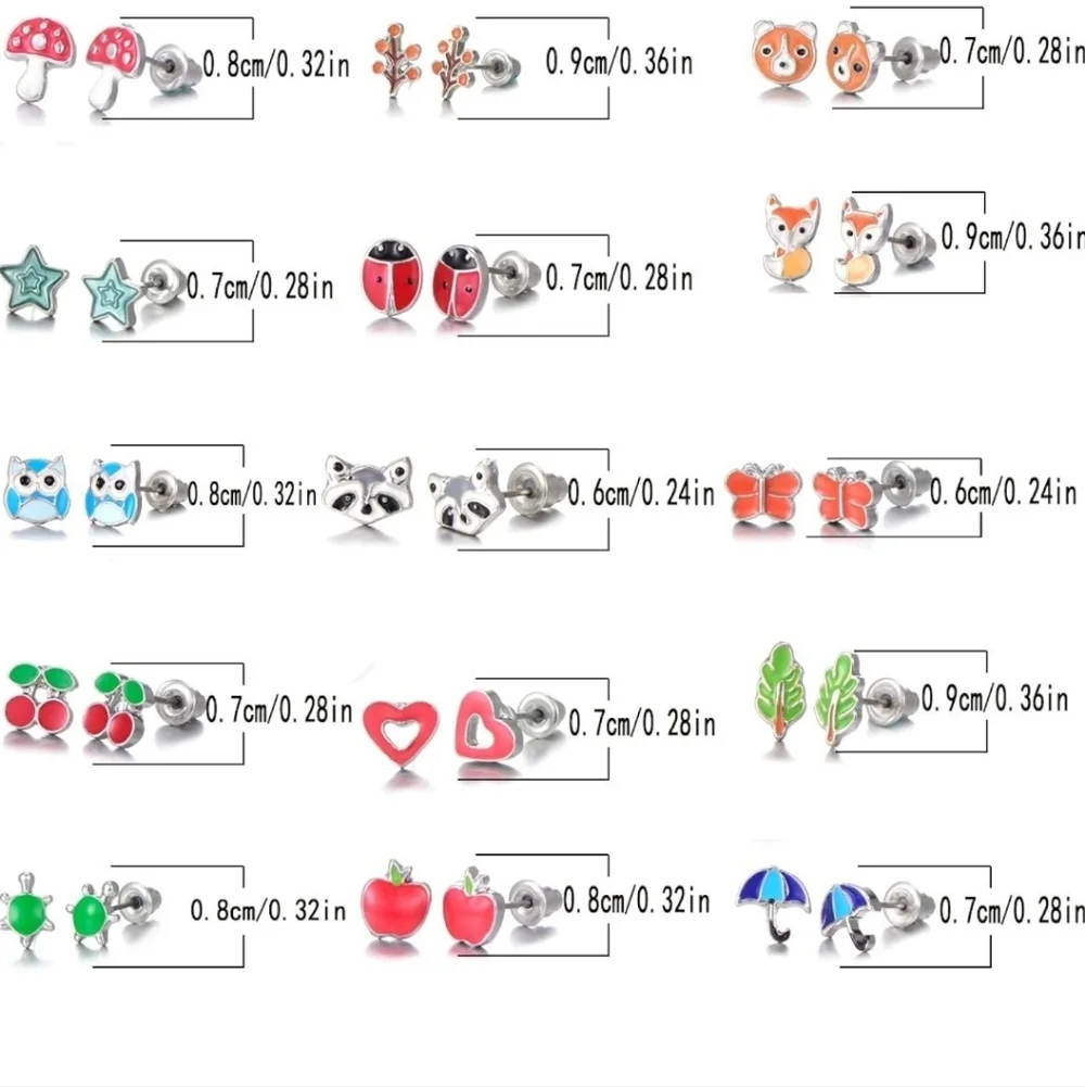 Colorful Kids Stud Earrings Set